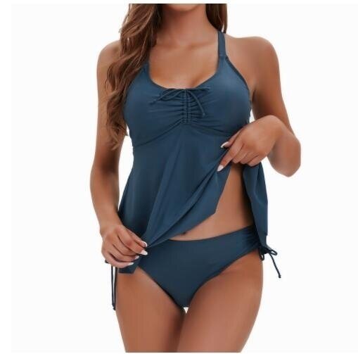 Two Piece Tankini Bathing Suit / Swimwear featuring a Built-in Adjustable Sports Bra