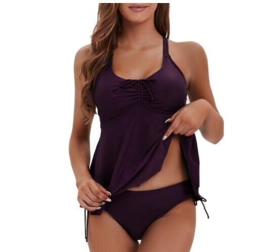 Two Piece Tankini Bathing Suit / Swimwear featuring a Built-in Adjustable Sports Bra