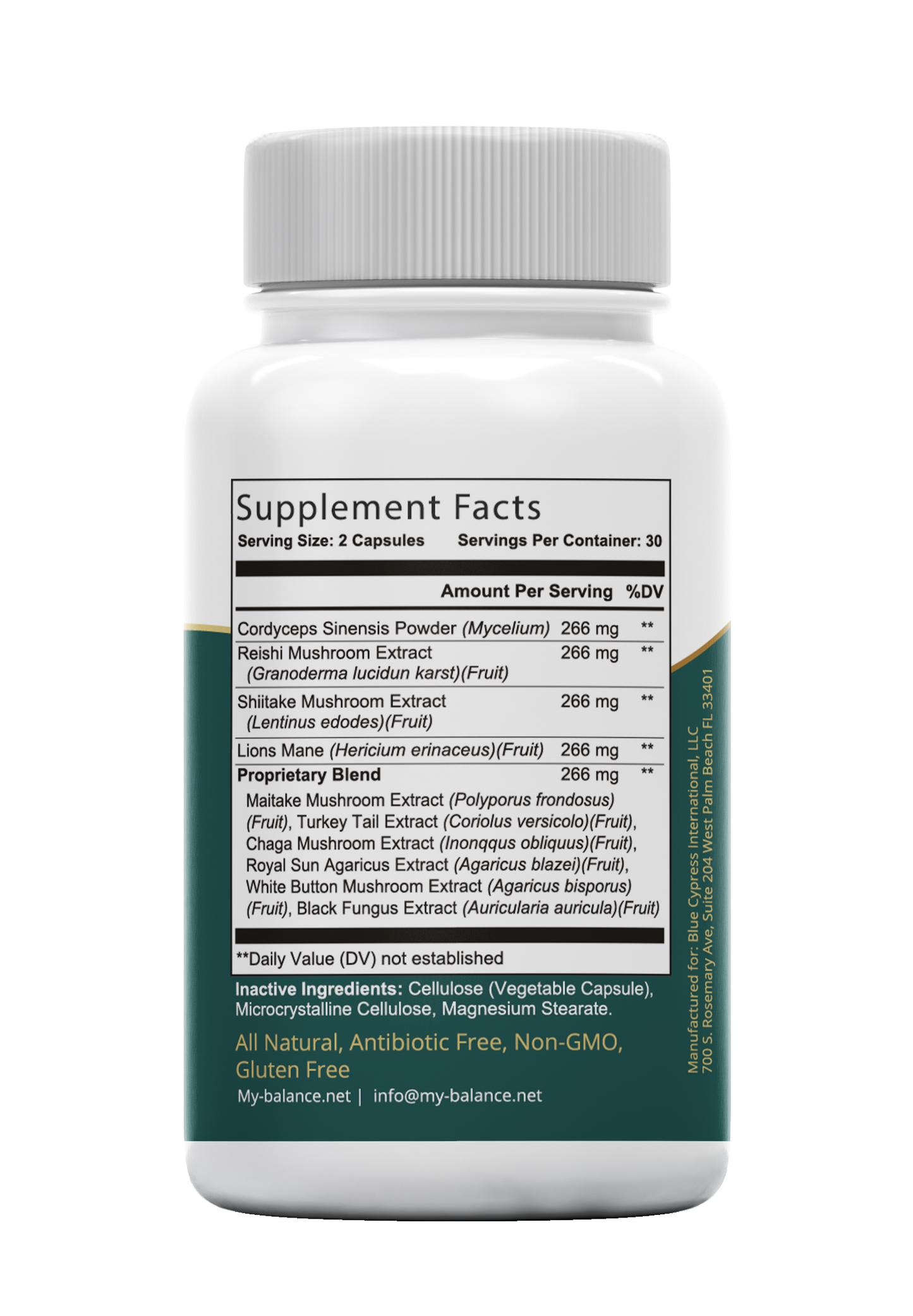 Supreme Mushroom Complex Capsules (Including Chaga , Cordyceps , Reishi Lion’s Mane , Maitake , Turkey Tail , Royal Sun Agaricus extract , White Button Mushroom Extract , And Black fungus Extract)